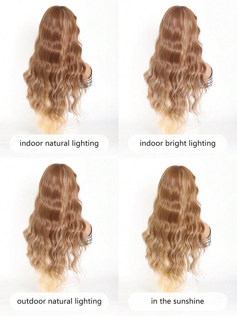 Synthetic Wig Long Ombre Blonde Wavy Wig for Women  Middle Part Wavy Wig Natural Looking Wig for Daily Party Use (Ombre Blonde)