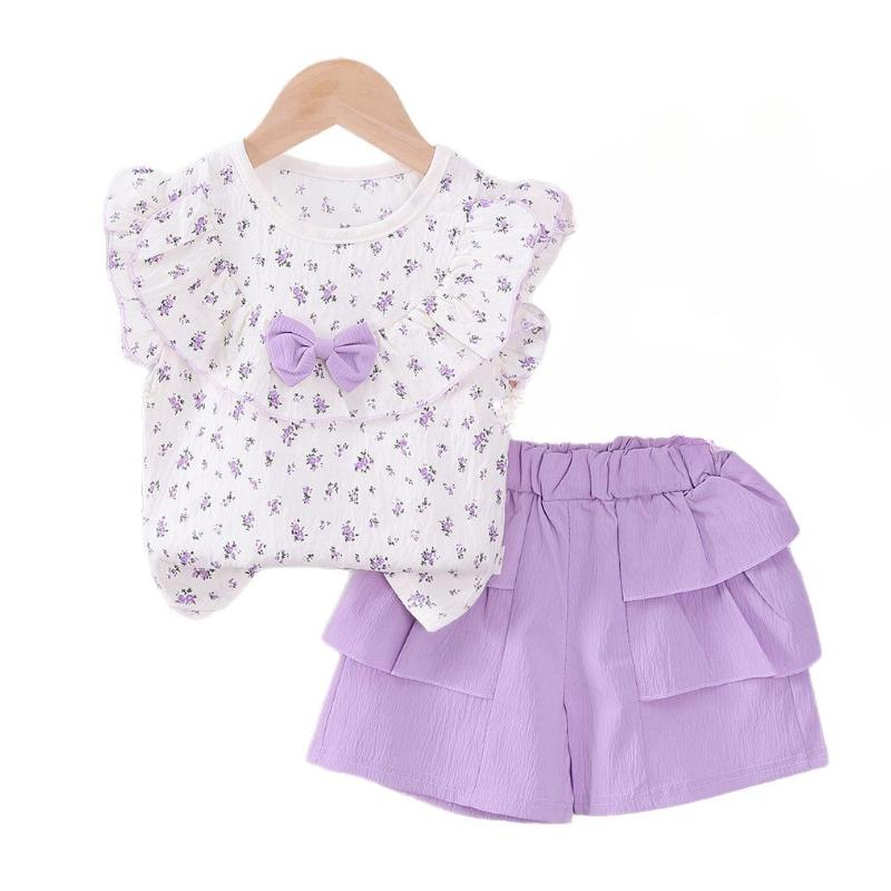 New Summer Baby Clothes Set Children Fashion Flower T-Shirt Shorts 2Pcs/Sets Kids Girls Clothing Toddler Casual Cotton Costume