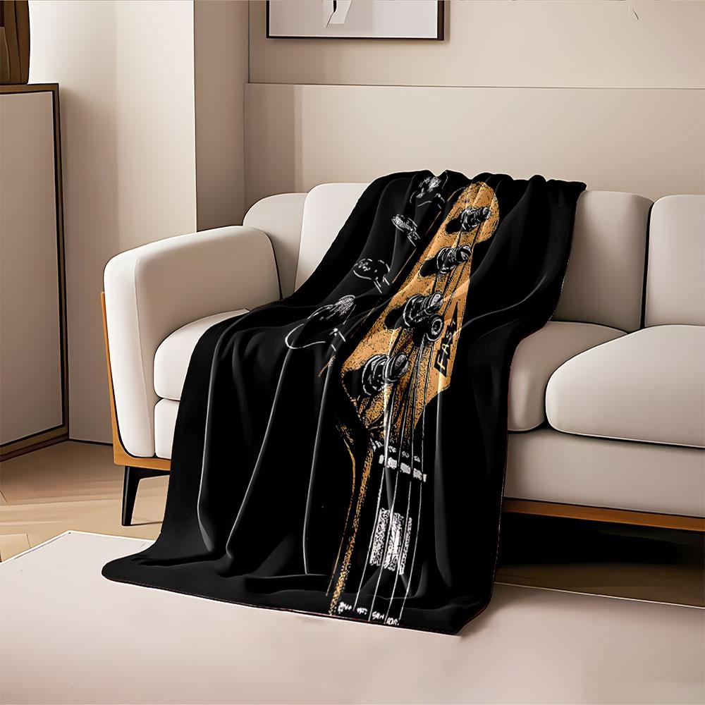Bass Guitar Headstock Art for all seasons blanket lunch break throw gift