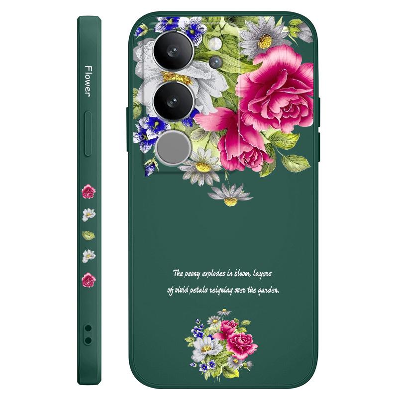 

Garden Rose Phone Case For VIVO V40 V30 V29 V29E V27 V27E V25 V25E V23 V23E V21 V20 Y20 Y12 Y21 Y22 Y50 Y35 Y76 Y36 Pro 4G 5G V25(V25E) темно-зеленого