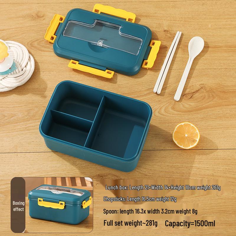 Lancheira Bento Isolada de Palha de Trigo 1500ML - Recipiente Quadrado para Micro-ondas