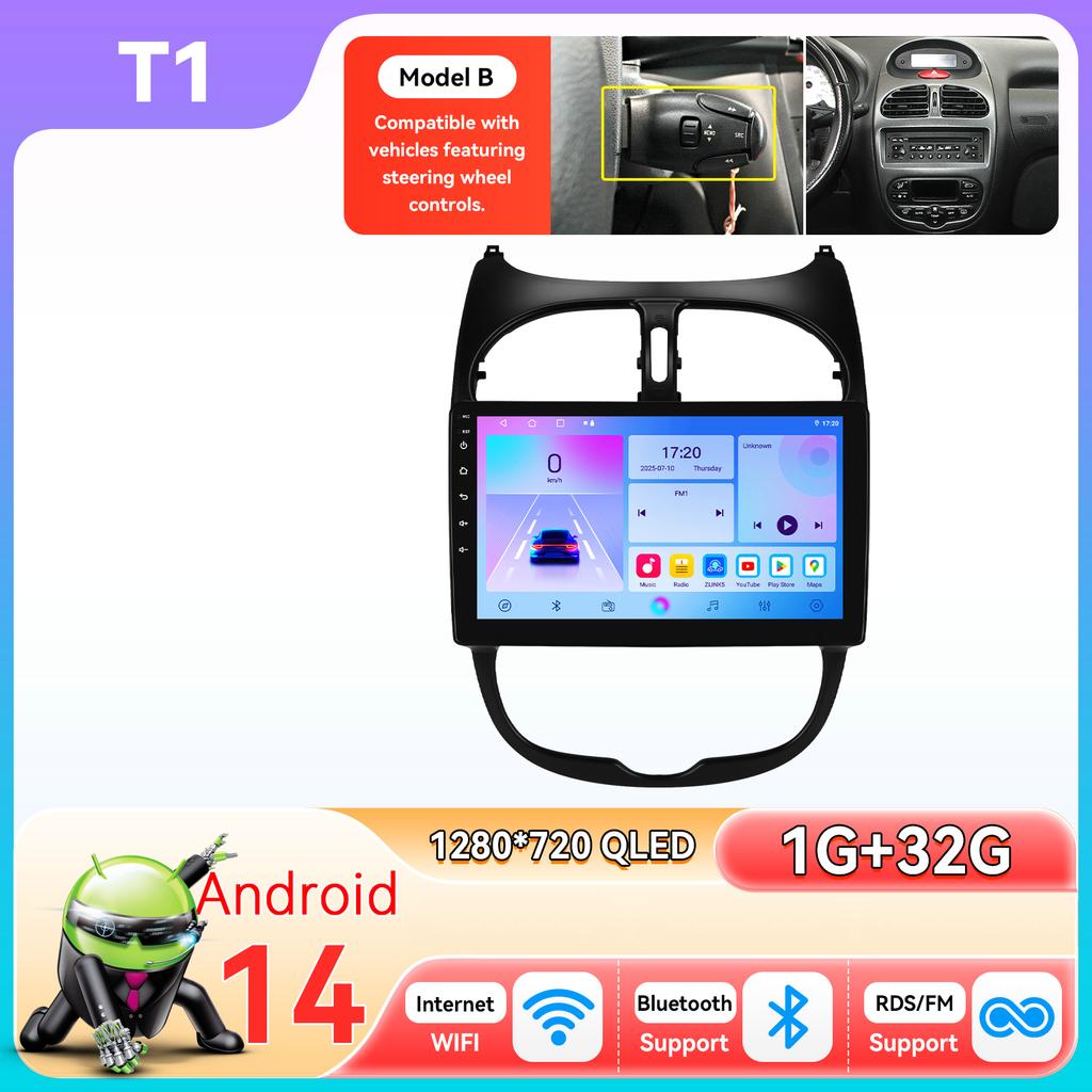 OSSURET Snapdragon 6115 Car Radio Autoradio for PEUGEOT 206 206SW 206CC 2001 - 2008 Carplay Android Auto Multimedia GPS 360 Cam Stereo