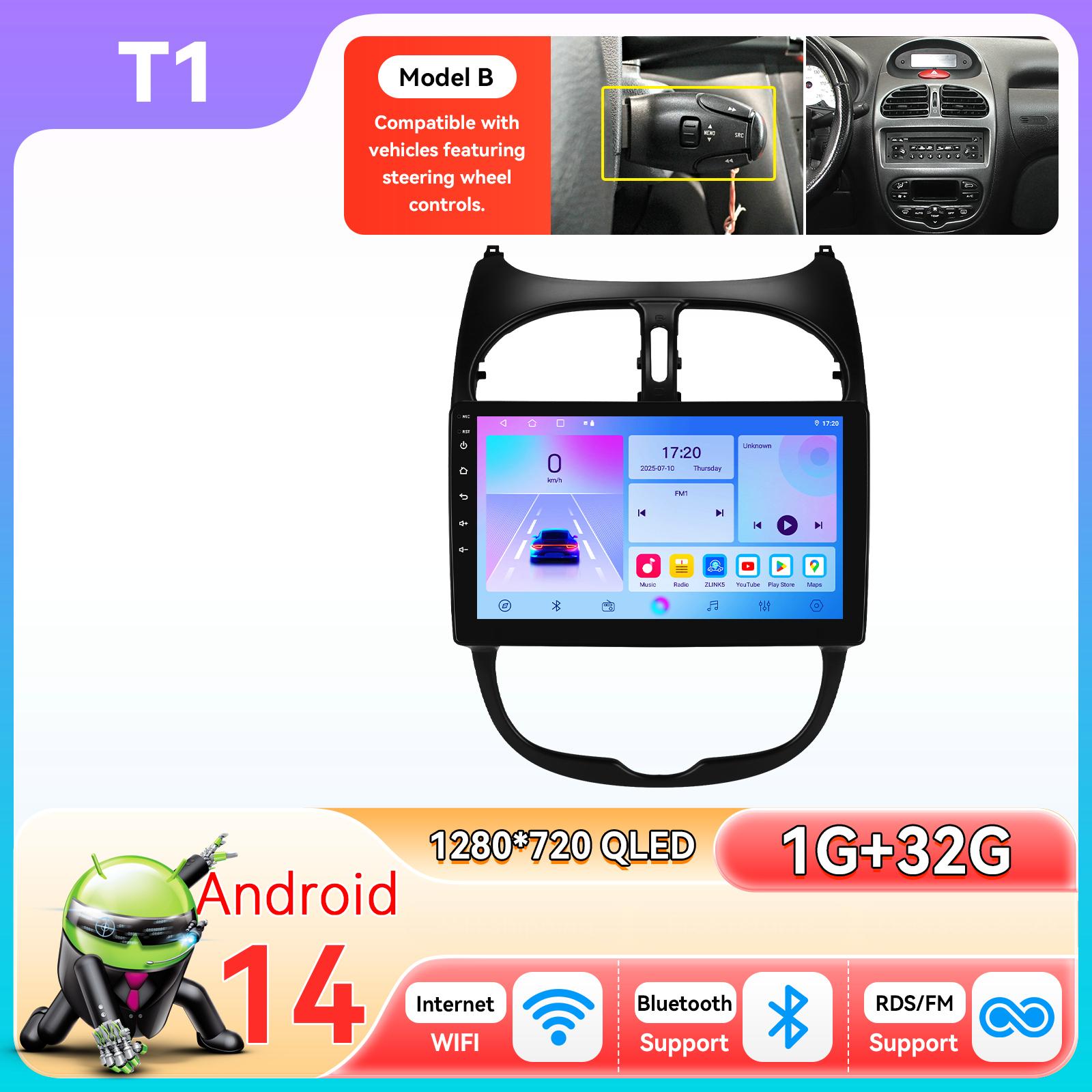 

Hizpo Snapdragon Carplay Android Car Radio for Peugeot 206 206CC 206SW 2000 - 2008 Navigation GPS Multimedia Player Stereo Audio Intelligent Screen T1 4Core 1G 32G B