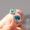 Popular Mini Square Group Set with Diamond Gradient Tourmaline Earrings and Ear Buckles
