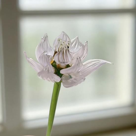 Mini Statuetta Fiore in Vetro Fatto a Mano Bouquet di Loto Finto Cristallo per Arredamento Tavolo Casa Ufficio Regalo per Mamma Moglie