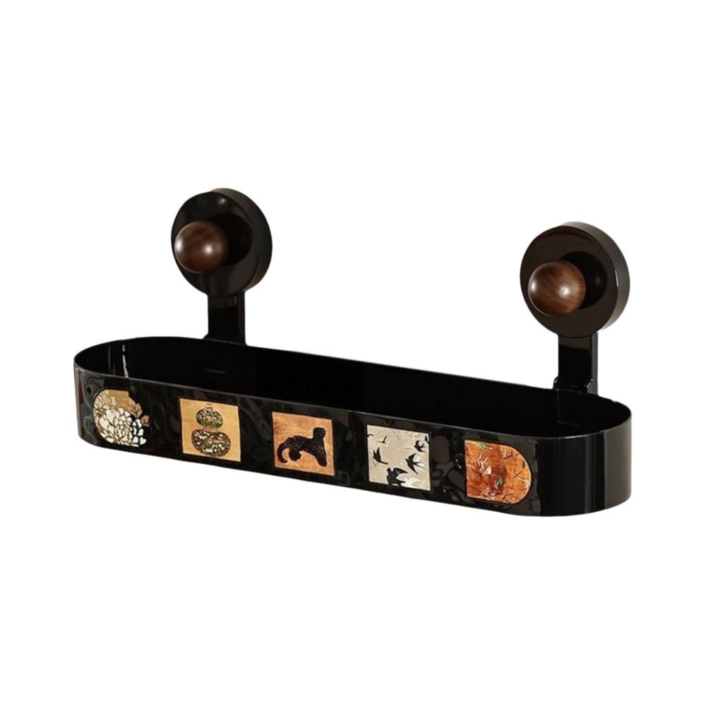 

Plastic Suction Cup Storage Rack Wall Mounted Large Capacity Bathroom Shelves Punch Free Removable Shampoo Storage Rack Kitchen чорний