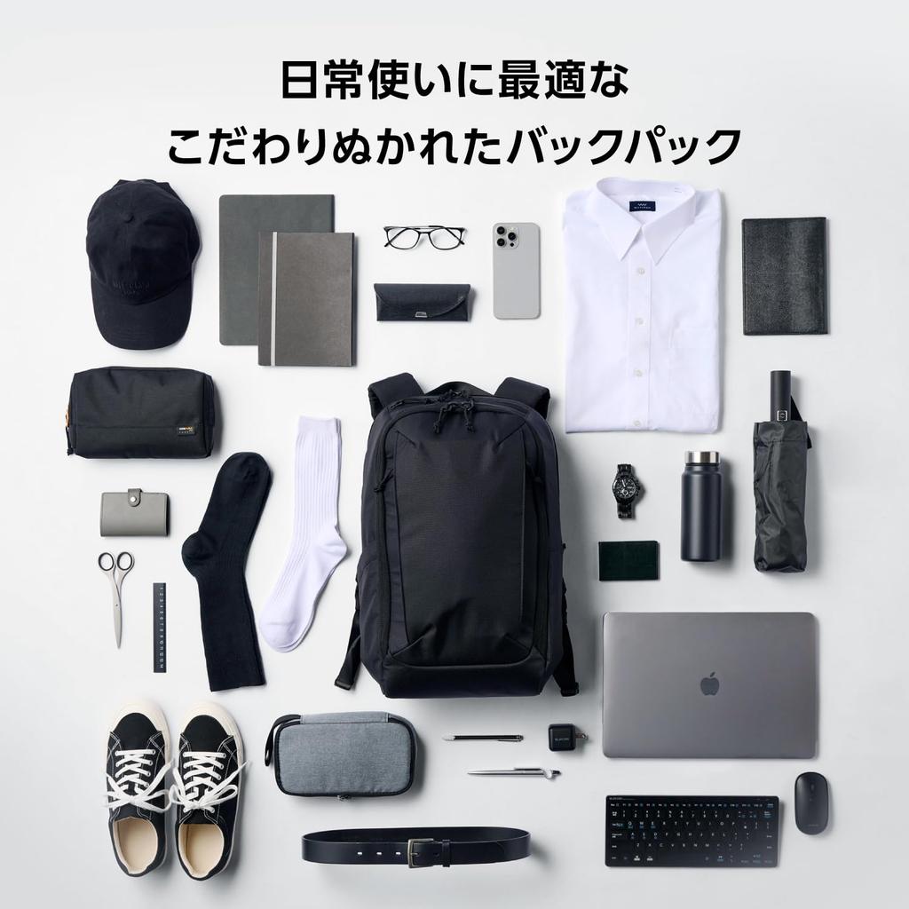 ELECOM MNL CITY PACK CORDURA Ballistic Business Backpack, 15.6 Inches, 21L, Water-Repellent, Black, BM-MNLBP02BK