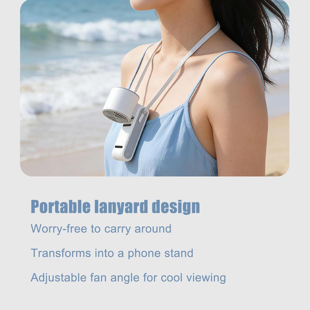 Neck Fan Rechargeable 5-Speed Foldable Rechargeable Neck Wind Blower Small Fan For Desk Travel Summer Camping Outdoor Beach