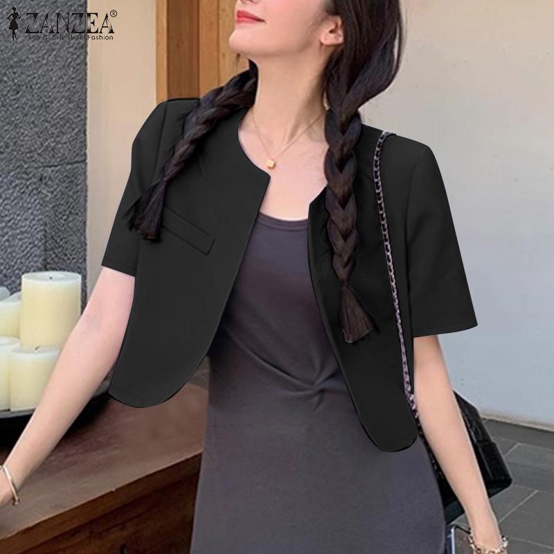 ZANZEA Womens Casual Short Sleeve Cropped Open Front Cardigan Tops