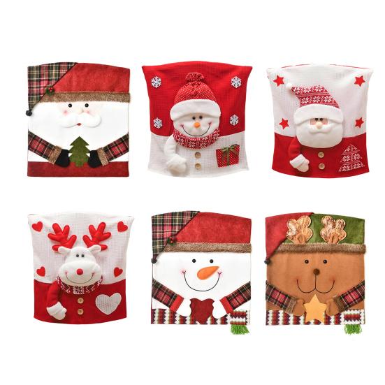 Capa de Cadeira de Natal Boneco de Neve Papai Noel Forma de Rena Capa de Encosto com Tema de Natal Decoração de Assento de Restaurante