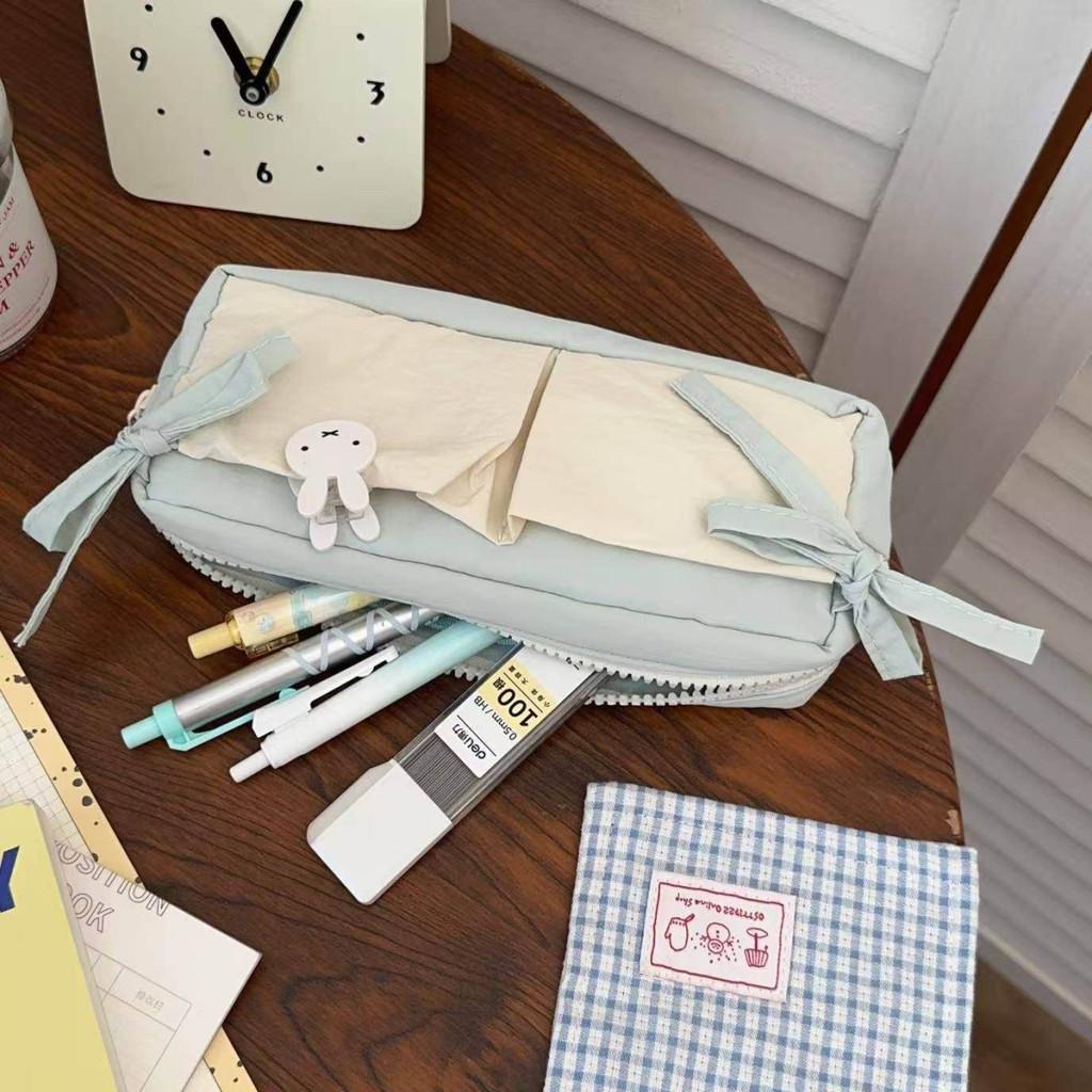 Canvas Cloud Ribbon Butterfly Pencil Case With Large Capacity For Students And School Supplies