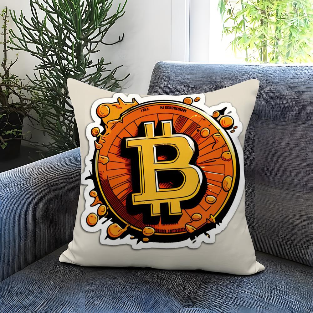 B-Bitcoin Cryptocurrency Btc Cushion Cover Comfortable Reversible Pillow Cover Ideal for Car Sofa Bedroom & Beyond
