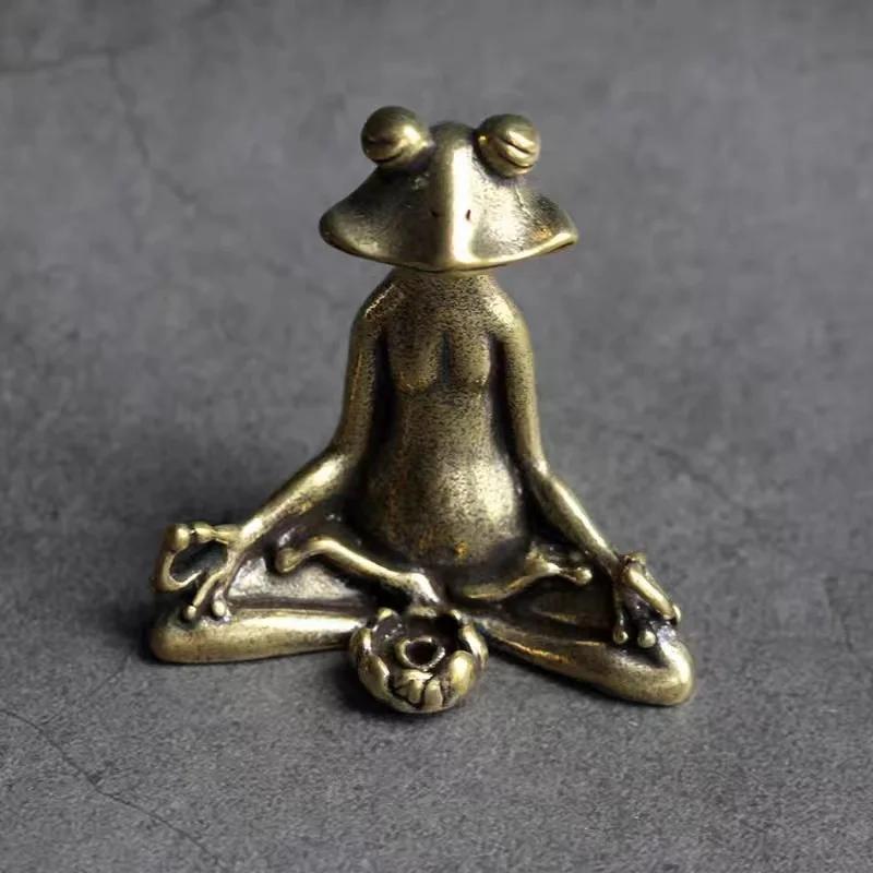 Retro Zen Frog Incense Burner Copper Animal Sculpture Creative Home Desk Decoration