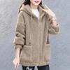 Women Winter Fleece Hoodie Windproof Thick Outerwear Cardigan Jacket with Drawstring Hood Full Sleeves Zipper Closure