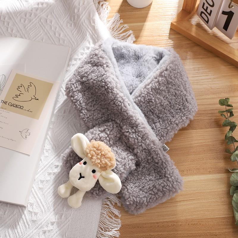 Soft Fleece Knit Scarf Winter Warmth Unisex Cartoon Lamb Print Neck Wrap Stylish Lightweight