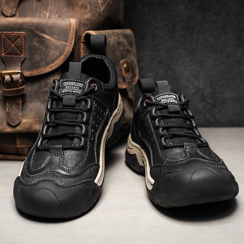 Genuine Leather Mens Casual Shoes Leisure Walk Sneakers Comfortable Male Hiking Shoes Non-Slip Outdoor Shoes Skateboard Footwear