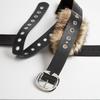Punk Pu Leather Fur Belt Y2K Metal Studded Plush Waist Chain Faux Fur Belts Furry Sexy Vintage Waistband Hiphop Jeans Belt