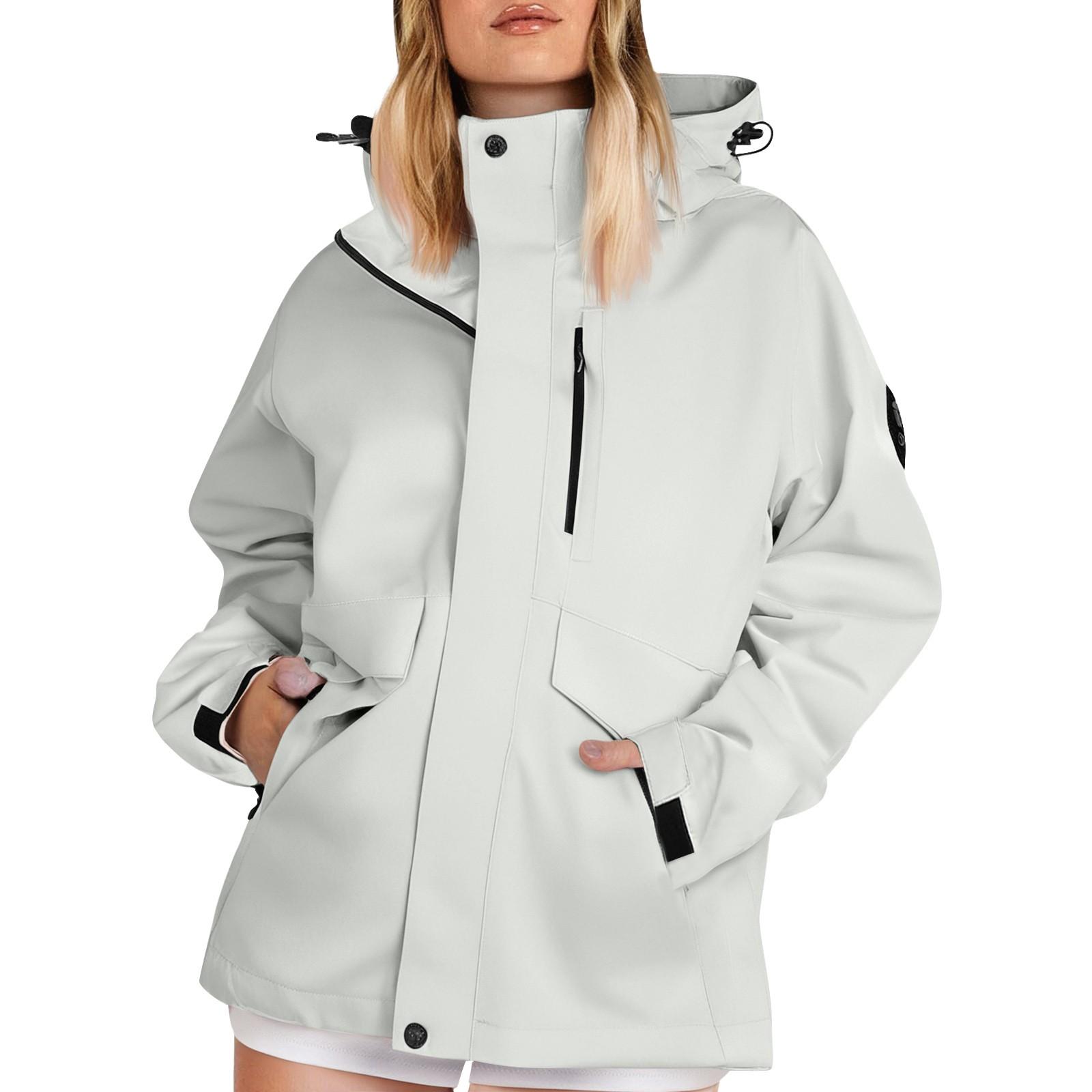 

Женский однотонный худи с длинным рукавом для улицы, ветрозащитная и водонепроницаемая тонкая куртка XS белый