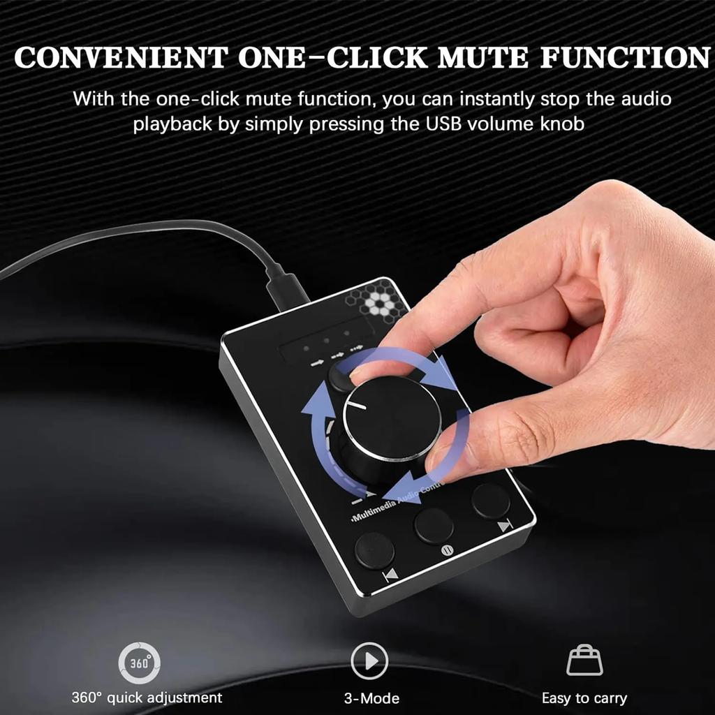 U8 Multimedia Volume Control Knob for Mac/Win 10/8/7 Aluminum Alloy Audio Adjuster with Mute Function