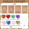 24Pcs Valentine's Day Cards with Love Hearts Valentines Gift Cards Heart-Shape Stone Valentine Exchange Card for School Party