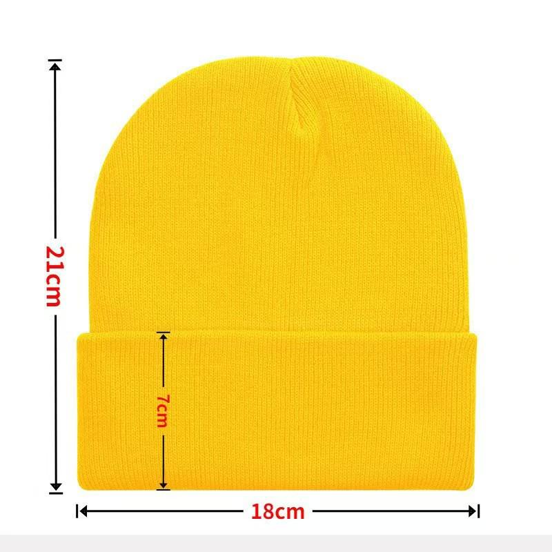 Fluorescent Knit Wool Hat: Versatile, Trendy, Solid Color for Men & Women, Perfect for Autumn & Winter. Warm Pull-On Candy Color Cold-Weather Hat.