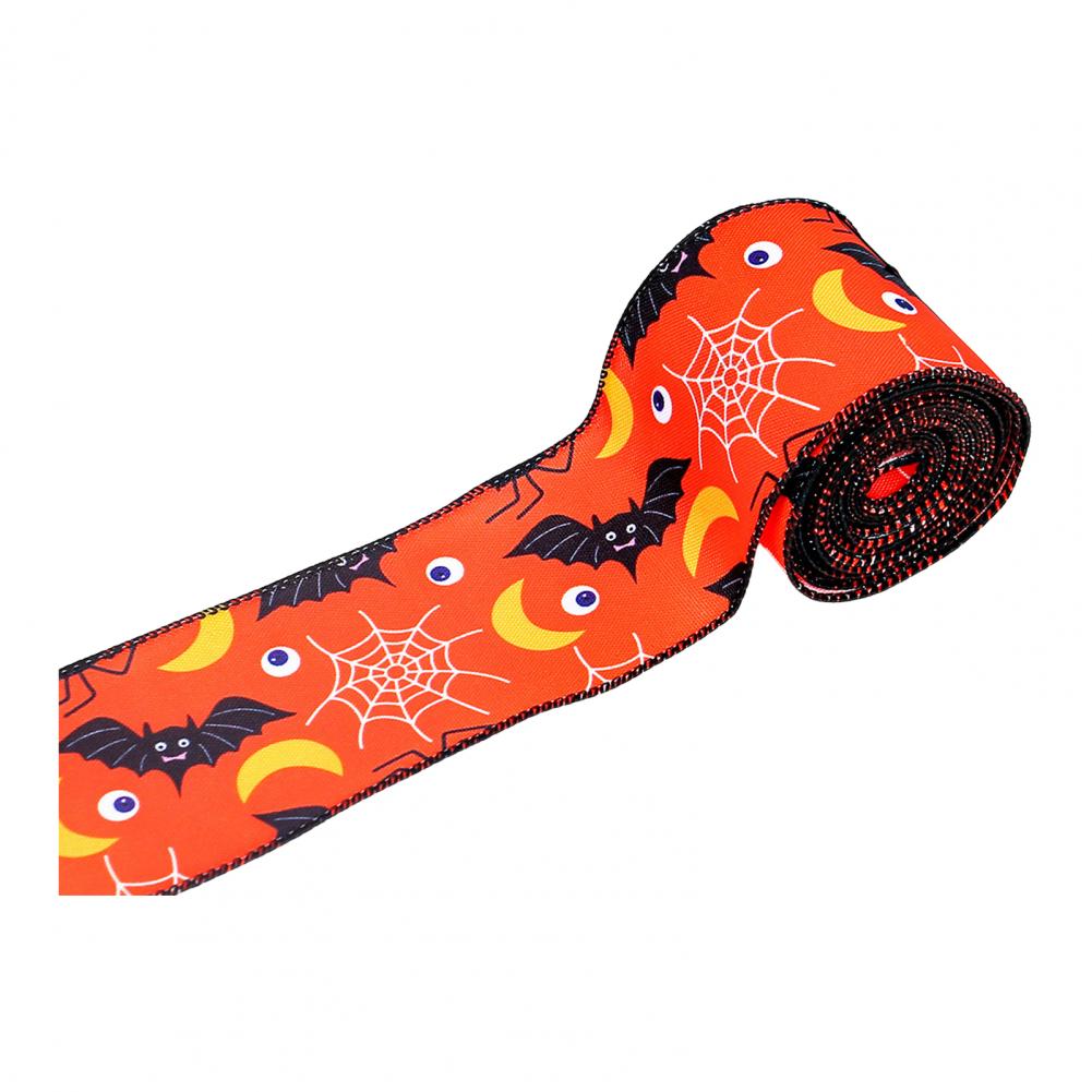 

Halloween Themed Ribbon Halloween Wired Edge Ribbons Bat Spider Pumpkin Witch Hat Skull Decorative Ribbon for Diy Craft Floral красный