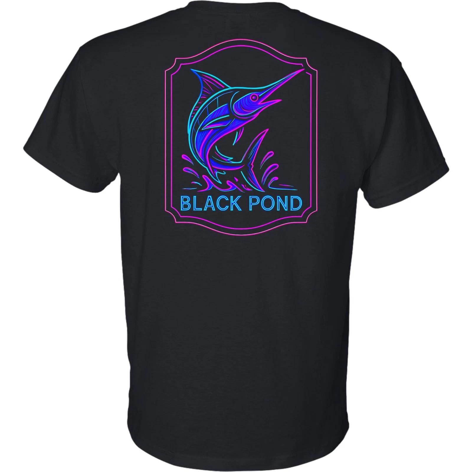 Black Pond Saltwater Series Men s T-shirt Marlin Fishing Neon Sign S