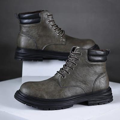 Botas Masculinas Tendência Sapatos Derby Masculinos Botas de Cavaleiro de Solado Grosso Masculinas Botas de Tornozelo Masculinas Sapatos de Cano Alto Sapatos Masculinos Moto Botas Hombre