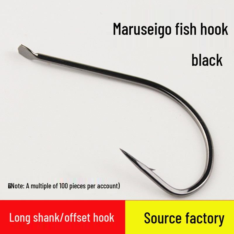 

Крючки из высокоуглеродистой стали с бородкой, с длинным цевьем и офсетным загибом для морской рыбалки - Идеальны для сома, морского леща, окуня Size 2
