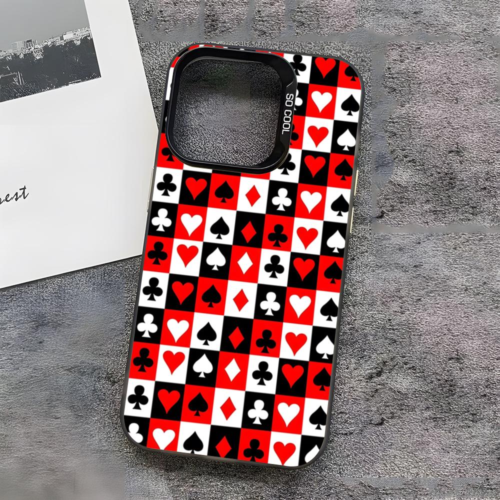 

Poker Pattern Game Phone Case For IPhone17 Air 16 15 14 Plus 13 12 11 Pro 7 8 XS Max XR Silver Black Bumper Case iPhone 16 Plus