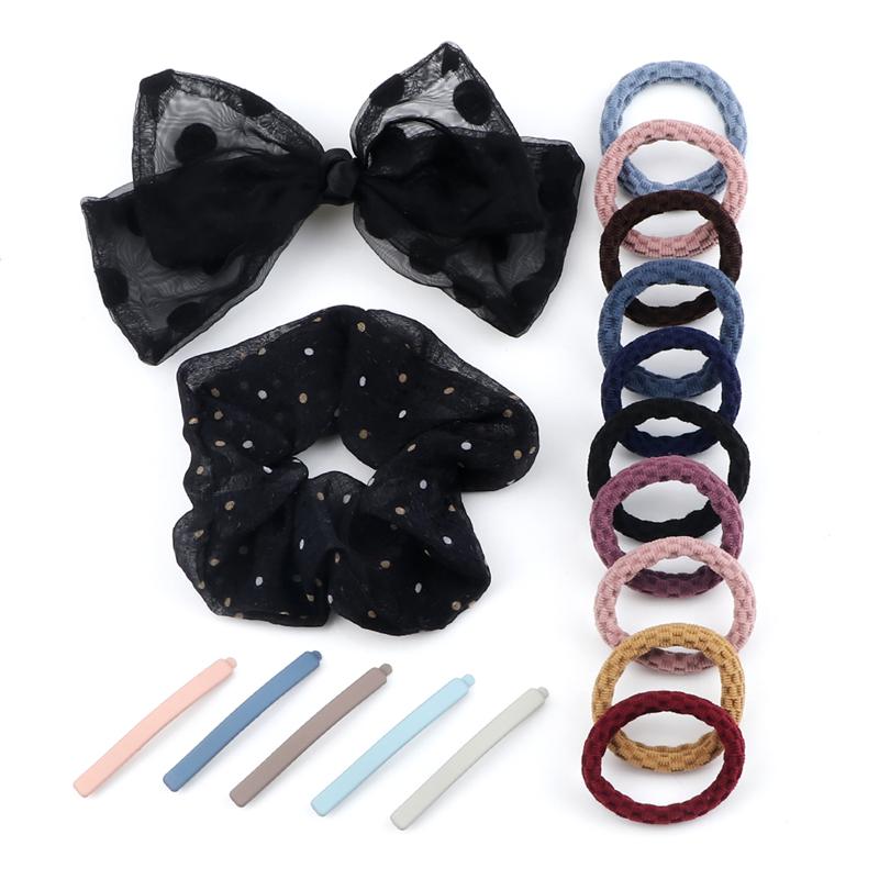 17PCS/Set Elastic Basic Hair Bands Hairpins Fashion Rubber Band for Women Girls Hair Clips Ties Headwear Hair Accessories Gifts
