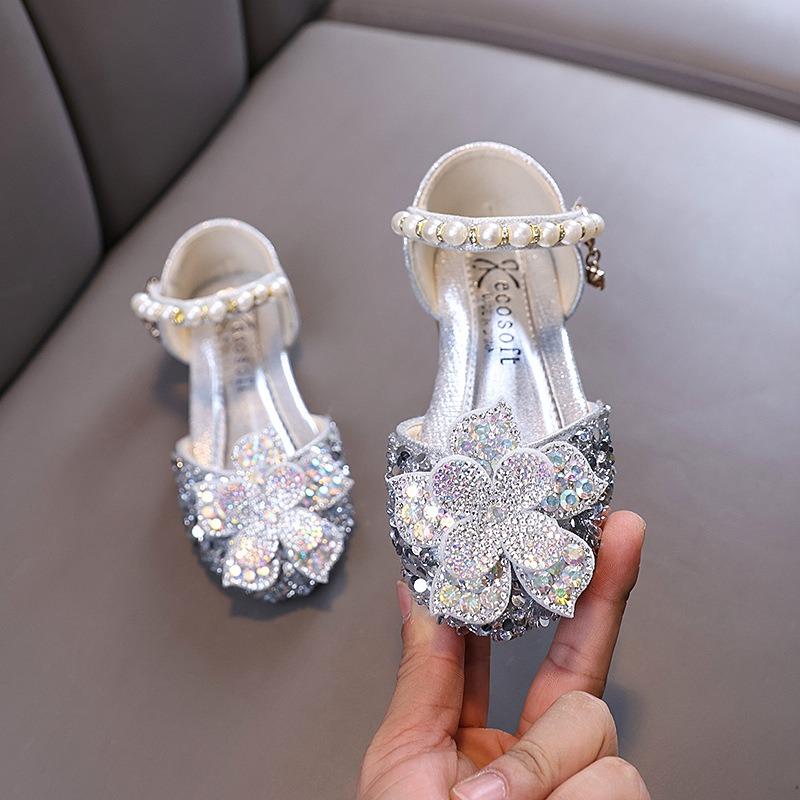 Autumn new style ladylike baby girl girls' princess rhinestone flower flat shoes, leather shoes, dance performance shoes