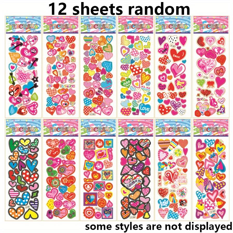 

12 Sheets Self-Adhesive Heart Bubble Stickers for Scrapbooks Phones Laptop Water Bottles Notebooks - Rewards Christmas Gifts JXB