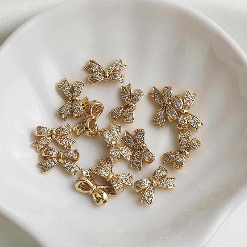 14K Goud Gevuld Zirconium Strik Knoop Afstandhouders Kralen voor DIY Sieraden Ketting Maken