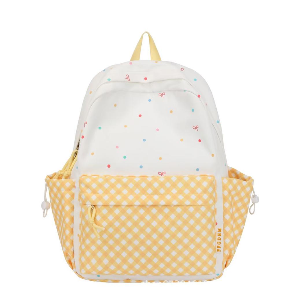 Schulrucksack1011 neuer süßer kontrastfarbener Rucksack Damen kleiner frischer gepunkteter Rucksack Größe Mittel- und Oberschüler Schultasche