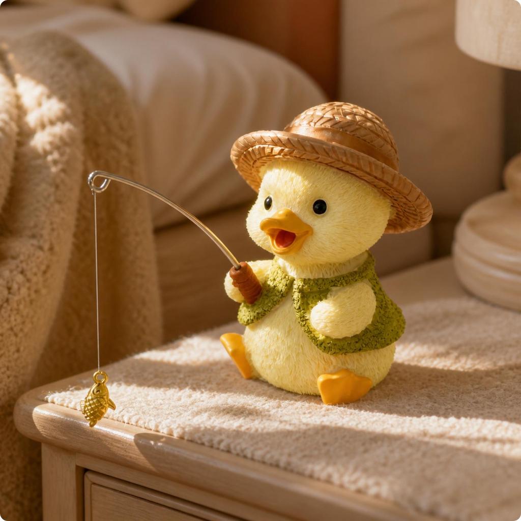 Duck Figurine with Hat Cute Statue Miniature for Tabletop