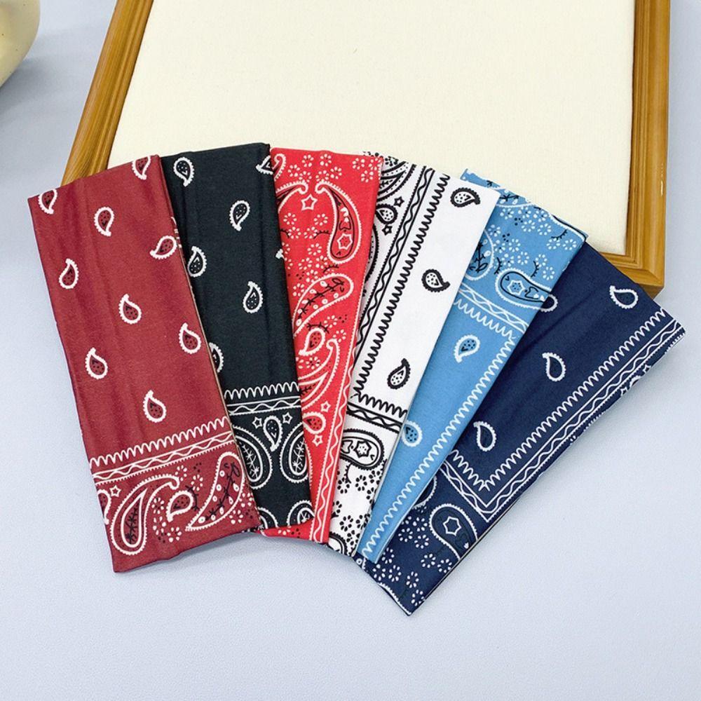 Flower Printed Hair Band Sweat-absorbing Sports Cross Headband Boho Style Wide Hairband