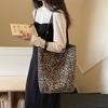 Borsa Tote Double-Face Stampa Leopardo Borsa a Spalla da Donna Borsa di Grande Capacità
