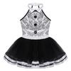 Girls Kids Shiny Sequins Modern Jazz Dance Outfit Ballet Tutu Dress Stage Performance Dancing Costume