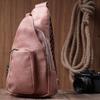 Women's Bag with an Accent On a Textile Strap Made of Smooth Eco-leather VINTAGE Bag 22772 Pink
