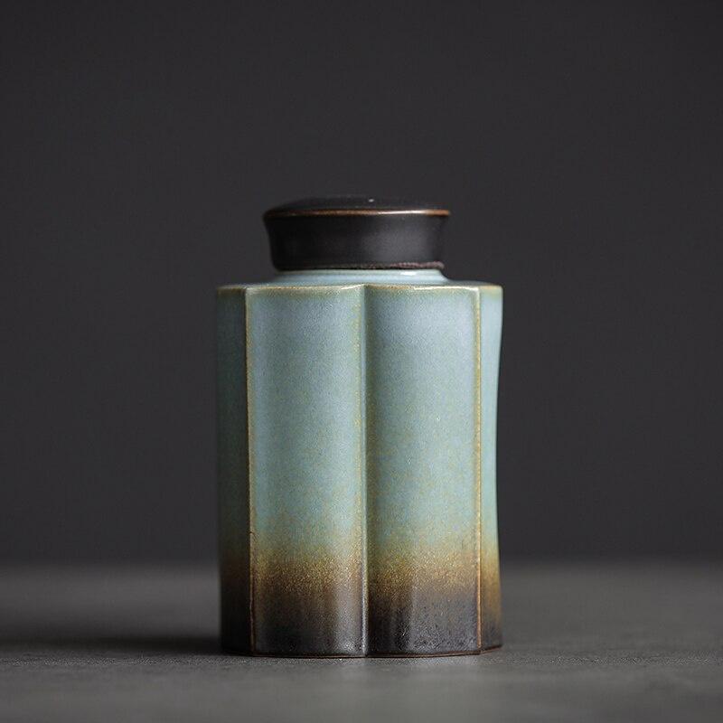 Keramisk tebehållare Vintage förseglad burk Ugnsväxlande glasyr Förvaringsbehållare Fuktsäker burk