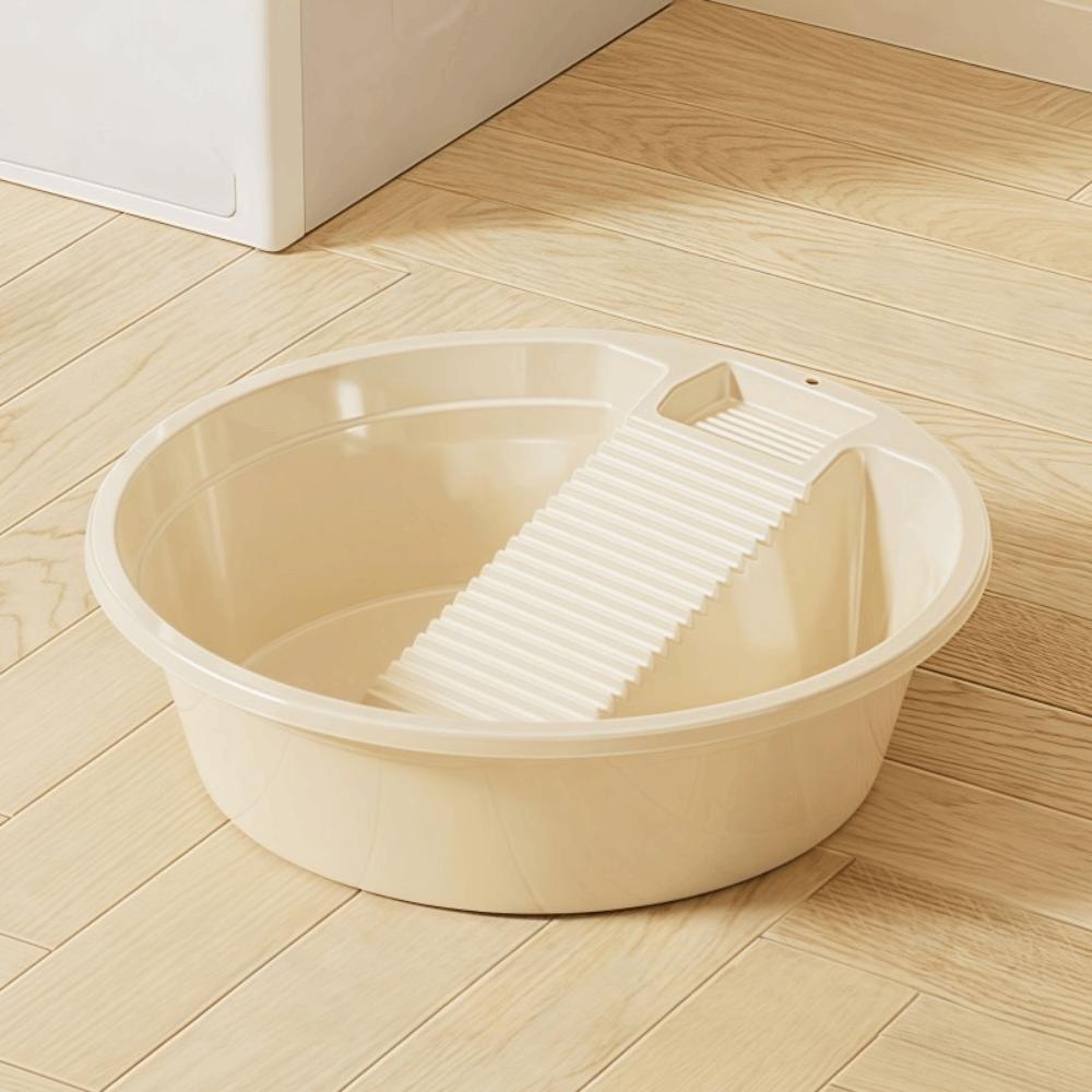 

Thickened Washboard Laundry Basin 2IN1 Laundry Tub Underwear Cleaning Basin Hand Washing Clothes бежевий