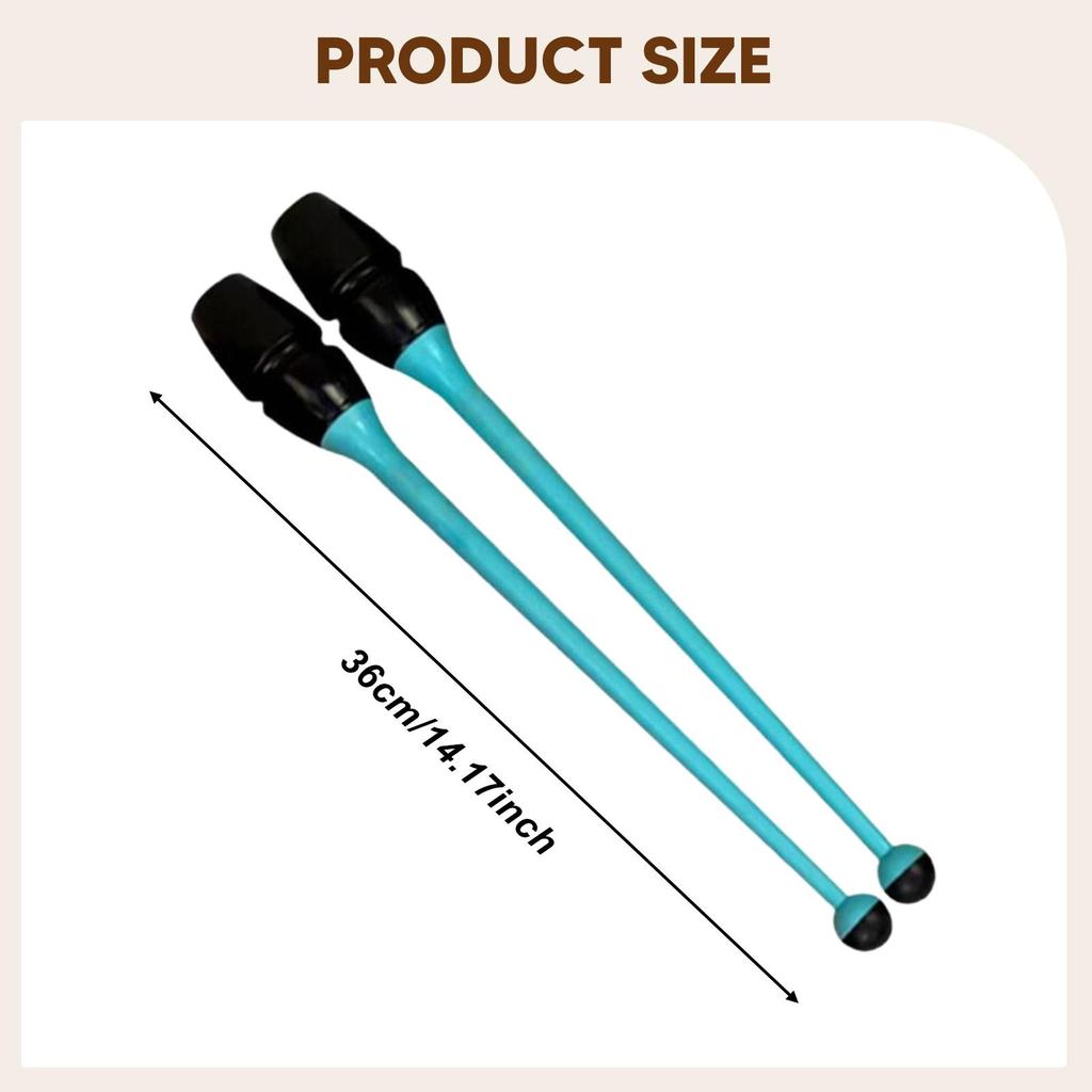 2 Pieces Gymnastics Stick Clubs Dance Exercise,for Children Adult,14.17" Length,Rubber Rhythmic Training Equipment Fitness Props