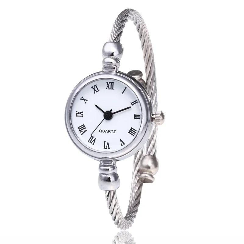 New Fashion Women Watches Simple Silver Elegant Small Bracelet Female Clock Watch Women Roman Dial Retro Ladies Wristwatches Hot