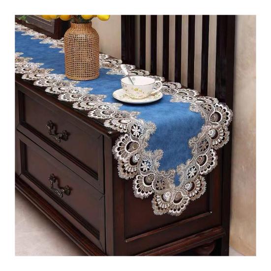 Lace Table Runner, Vintage Lace Dining Table Runner, Non Slip Coffee Table Runners, Waterproof Oil-Proof Table Runner with Exquisite Lace for Dining