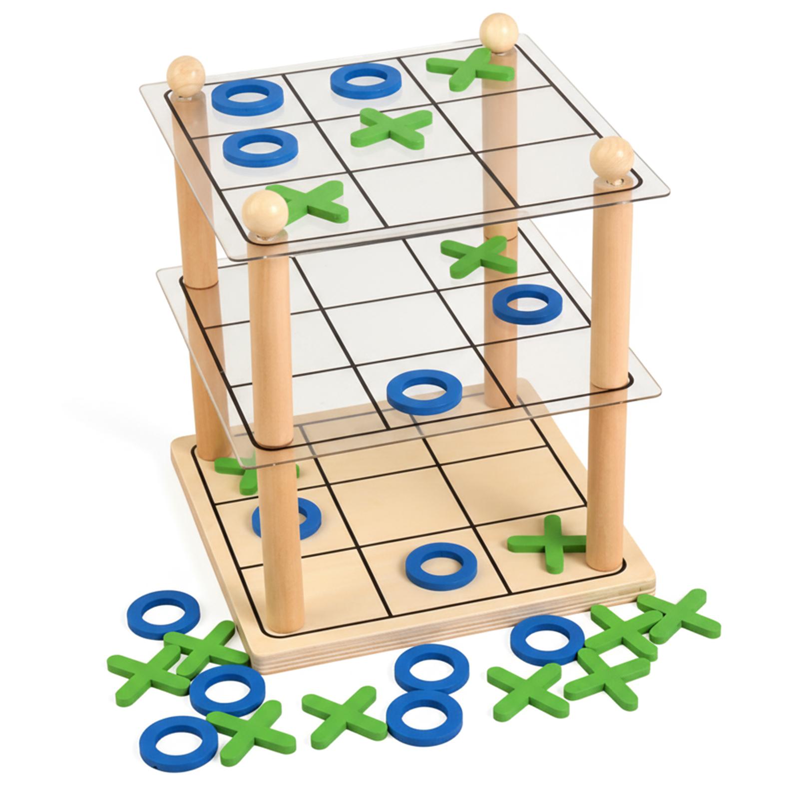 Классическая стратегическая игра XO в 3 слоя Деревянные игры на соединение в ряд Деревянные крестики-нолики Семейные интерактивные развивающие игрушки