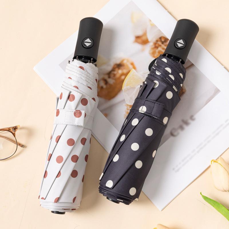 Jednoduchý a elegantní černobílý skládací deštník s vlnkovým vzorem, mini slunečník, plně automatický deštník, UV slunečník