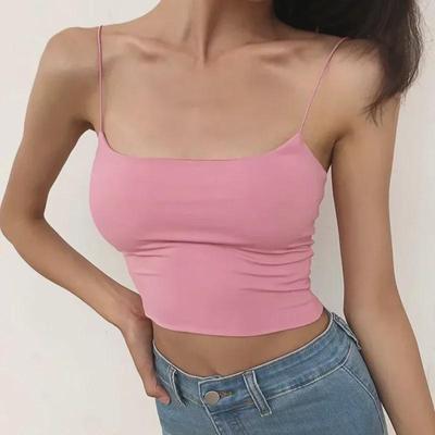 2023 Spring/Summer U-Neck Slim Vest Top In Pure Color with Thin Suspenders for Women