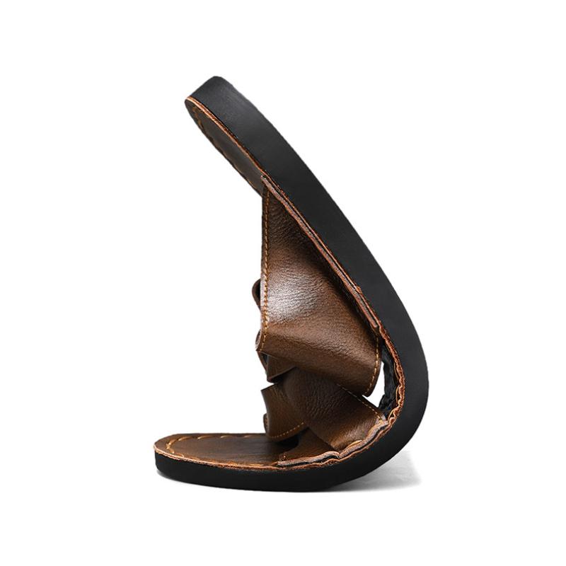 Men's Leather Slippers Casual Simple Sandals Summer High Quality Comfortable Non-Slip Mules Sandals For Men