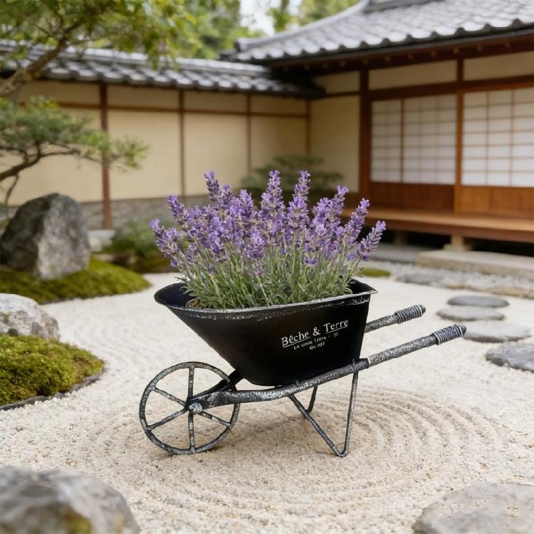 Retro Iron Planter Flower Container Wheelbarrow Flowerpot For Entrance Living Room Garden Patio Yard And Balcony Display